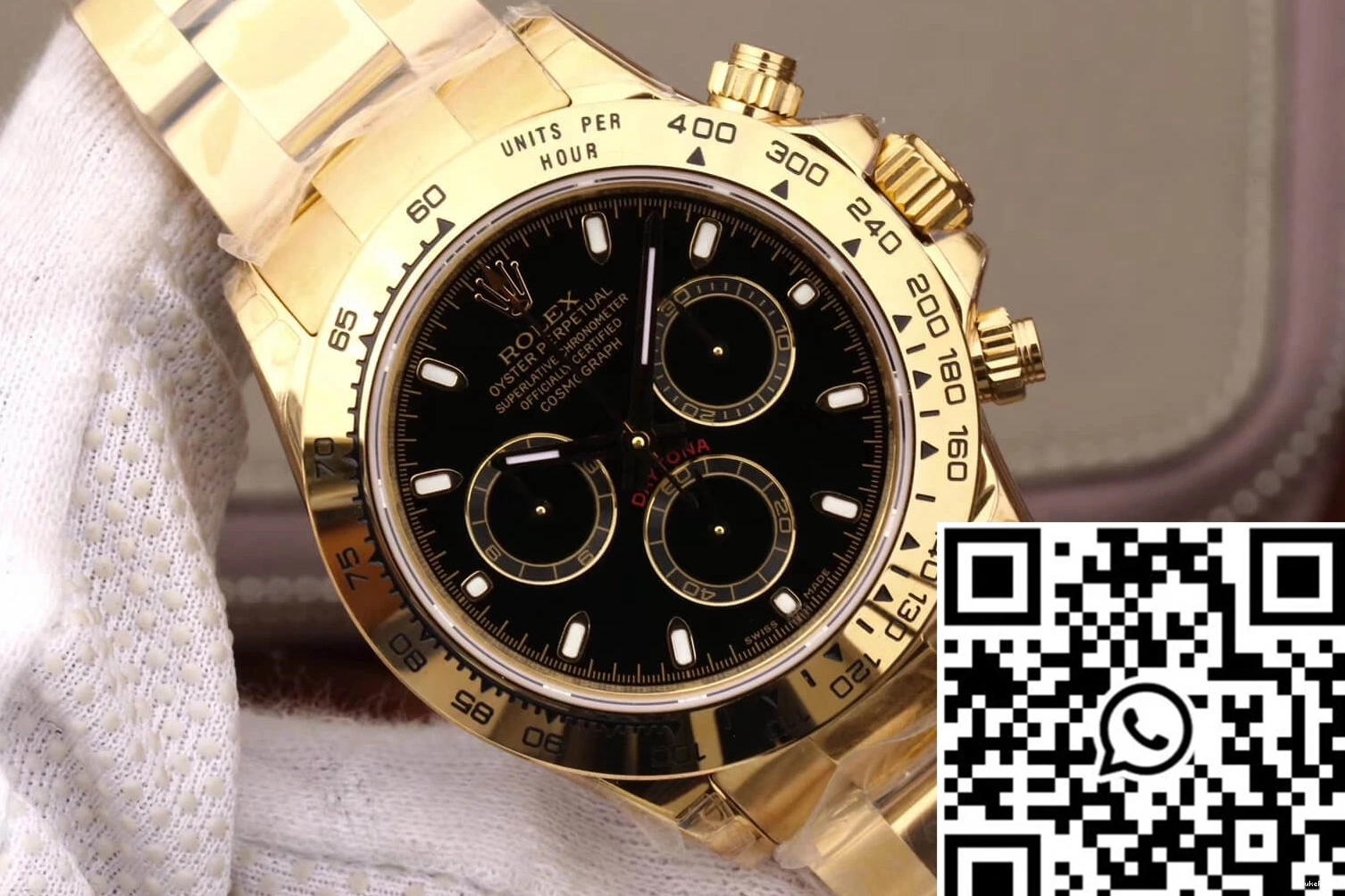 M116508-0004 Dial JH Daytona Black Factory Rolex Gold Yellow Cosmograph 0329